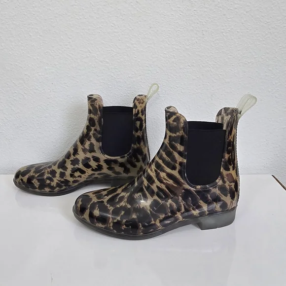 J. Crew Leopard Animal Print Chelsea Rain Boots Women's 6 - Picture 2 of 6